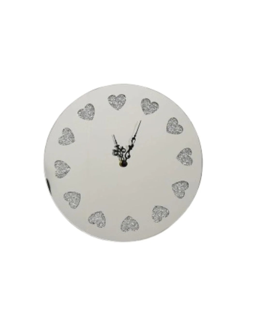 Silver Crushed Crystal Wall Clock 40cm – Silent Round Luxury Design | Sparkle Decors UK
